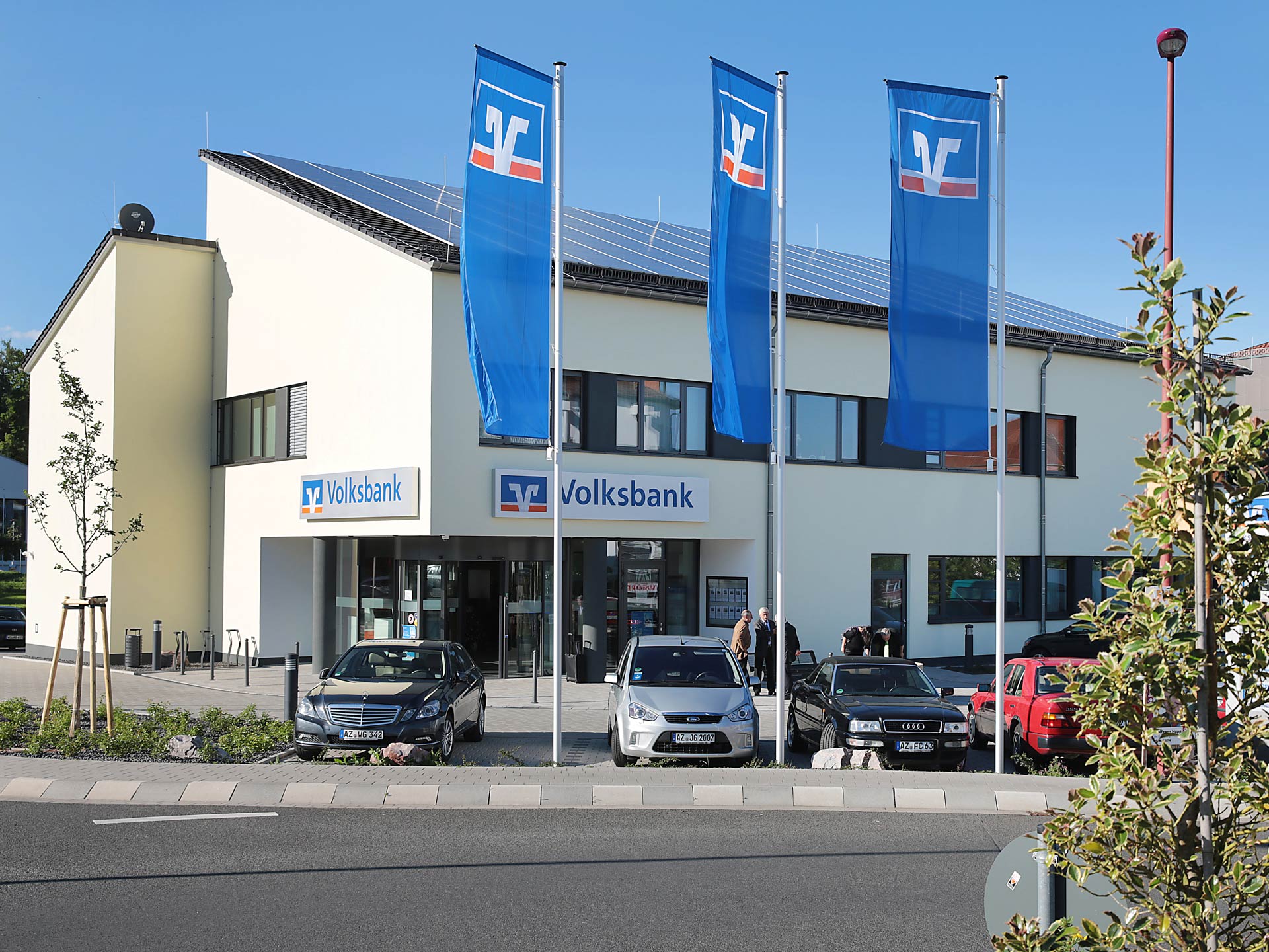 Klimapositives Gebäude Volksbank Filiale